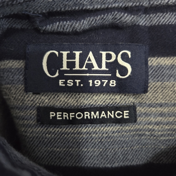 Chaps Blue Striped Flannel Men's Shirt Size Med - Picture 5 of 8